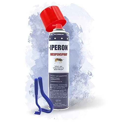 Iperon® 12 x 400 ml Wespenspray Abwehrspray gegen Wespen Insektenspray Mückenspray Langzeit- und Sofortwirkung Wespen + Zeckenhaken von Iperon