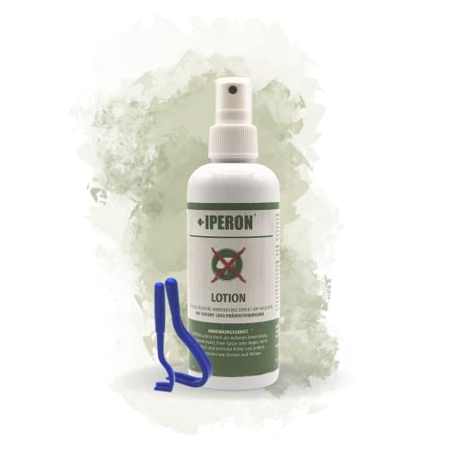 IPERON® 2 x 200 ml Lotion Zeckenschutz Abwehr Ungeziefer Pflege Hunde Katzen Nager + Zeckenhaken von Iperon