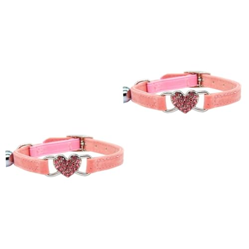 Ipetboom 2 STK katzengeschenke Katzen katzrnzubehör Katzen Katze zubehör Kätzchenhalsband Haustierzubehör verstellbares Katzenhalsband Katzenkette aus Strass Herz Seil von Ipetboom