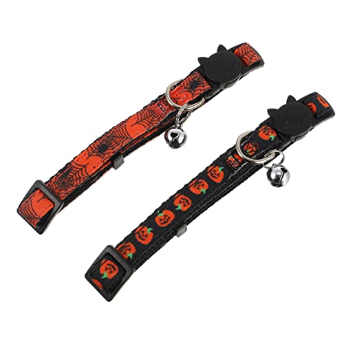 Ipetboom 2st Halloween-haustierhalsbänder Abbrechbares Katzenhalsband Halloween-hundehalsbindungen Urlaub Katzenhalsband Haustier Glocke Hund Tierkostüm Katzenschal Kätzchen Halskette Nylon von Ipetboom