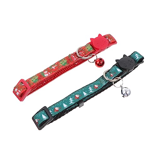 Ipetboom Katzenhalsband Haustierhalsband Weihnachts-katzenhalskette 2 Stück Verstellbare Sollbruchstellen- Glöckchen Für Haustierdekor Und Feiertage von Ipetboom