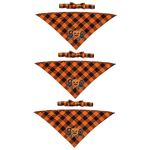 Ipetboom 3 Sätze Halloween-dreiecksschal Halloween-welpe Strapazierfähiges Hundehalsband Hunde-Bandana-schal Kürbis Kostüm Bandana Kleines Welpenhalsband Baumwolle Schwer Lätzchen von Ipetboom