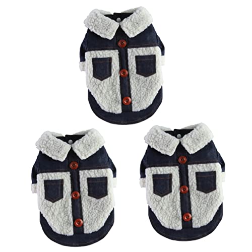 Ipetboom 3 Stücke Kleidung Für Haustiere Bequemer Pullover Cowboys Jacke Karierte Jacke Hund Kaltwetter Mäntel Welpen Revers Westen Warme Winter Hundekostüm Verschleißfeste Hundejacke von Ipetboom