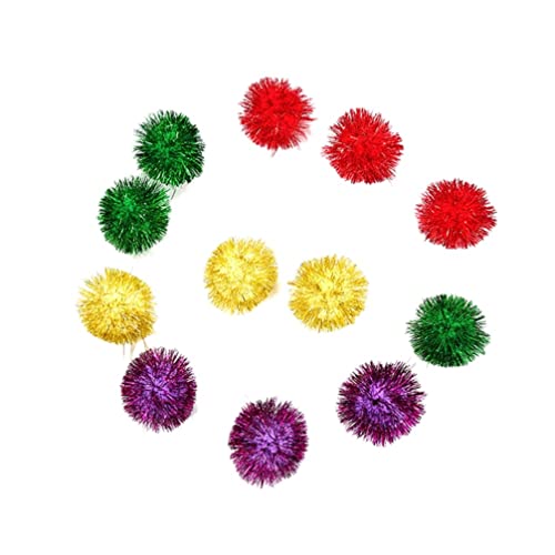 Ipetboom 30 STK Katze Pom Pom Kugeln Rj Plüsch Katzen-Glitzer-Lametta-Kugeln Katze Pom Poms Glitzern Katzen-Lametta-bälle-Spielzeug Kätzchen Pompons Katzenspielzeug Puffbälle Puffball Blitz von Ipetboom