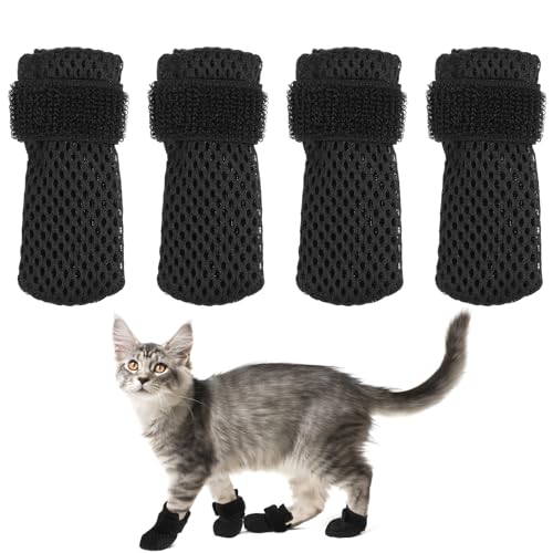 Ipetboom 4 Stück AntiKratzStiefel Katzenschuhe Stiefel Nagelabdeckung Vorsichtsmaßnahmen Kratzhandschuhe Katze Pfotenschutz Haustier Fellpflege Kratzschuhe für Zuhause Baden Rasur Kontrolle von Ipetboom