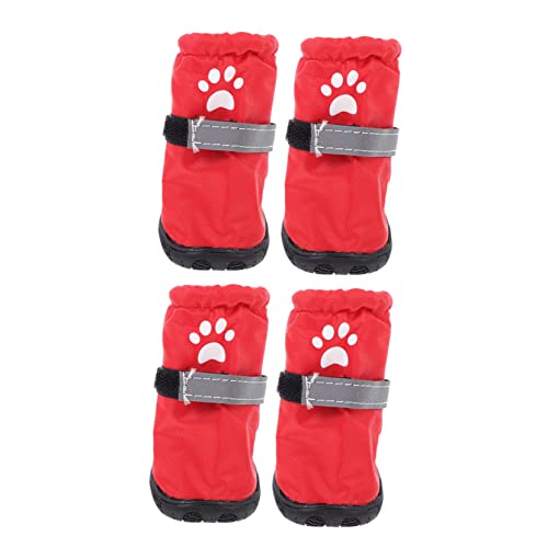 Ipetboom 4 Stück Regenstiefel Für Haustiere Anti-rutsch-Schuhe Für Hunde Hundeschuhe Haustierstiefel Stiefel Für Hunde Katzenschuhe Hundestiefel Polyester Bichon Frise Reflektierende Schuhe von Ipetboom