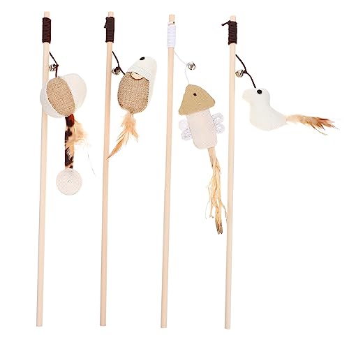 Ipetboom Smart Cat Toys Interaktives Katzenspielzeug 4pcs Cat Teaser Stick für von Ipetboom