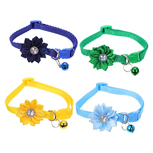 Ipetboom Elegantes Haustierhalsband Verstellbar für Katzen und Hunde mit Blumenmuster und Glöckchen von Ipetboom