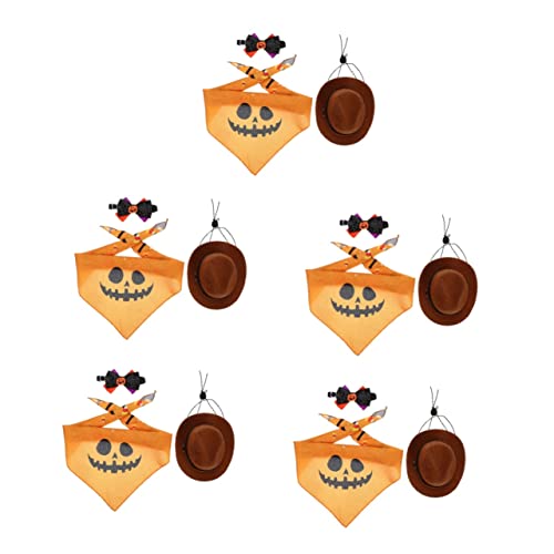 Ipetboom 5 Sätze Haustier Hut Katzenkostüm Party-katzenhut Waschbare Katzenfliege Hundehalsband Für Halloween Dekoratives Katzenkostüm Schal Mützen Kätzchen Lätzchen Polyester von Ipetboom