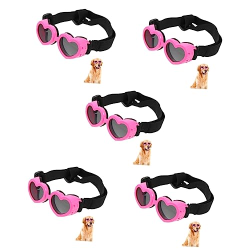 Ipetboom 5 Stück Haustier Brille Hunde Nebelbrille Outdoor Hunde Sonnenbrille Hundebrille Faltbare Haustier Sonnenbrille Hundebrille Mit Riemen Herz Hundebrille Zubehör von Ipetboom