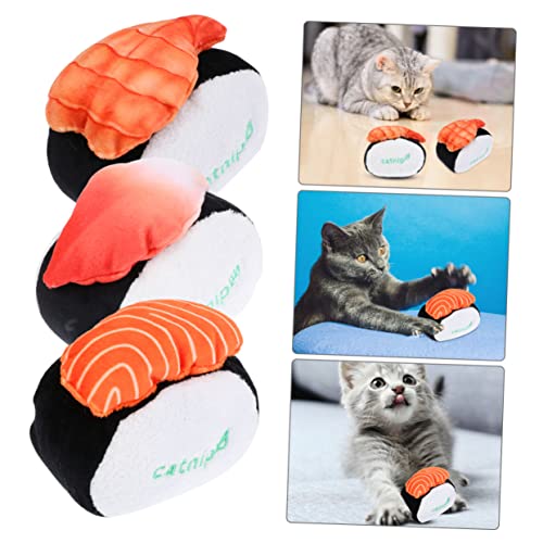 Ipetboom Plüschtier 6Pcs Kick Katzenminze Zähne Haustiere Beißspielzeug Beständige Lieferungen Sushi Zähne Training Plüsch Reinigung Katzen Quietschende Übung Kätzchen Plüschtiere von Ipetboom