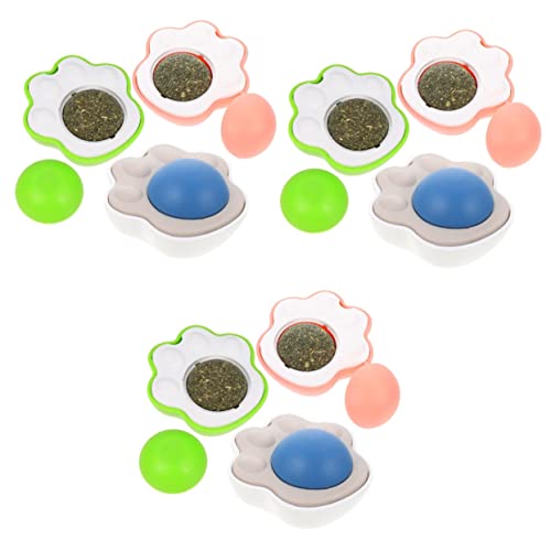 Ipetboom 9 Stück Dekoration Crack Balls Blue Catnip Toys Snacks Indoor Candy Treat Treats Toy Kitten Cat Green Wall Essbar Pink Cleaning Ball Kleine Drehbare Lecken Interactive Licker von Ipetboom