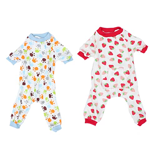 Ipetboom Hunde-Pyjama-Set 2-teilig Bequem Baumwoll-Overall Gemütlich für Haustiere von Ipetboom