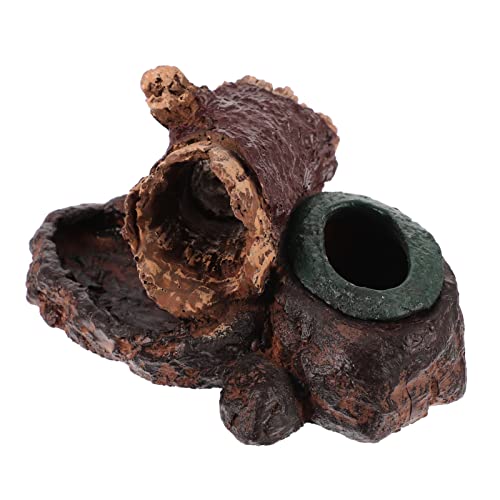 Ipetboom Reptilienfutternapf Wassernapf Versteck 3 in 1 Nachahmung Hohle Baumrinde Harz Log Ornament Bartagamen Futternapf Aquarium Wasserspender Aquarium Dekor von Ipetboom