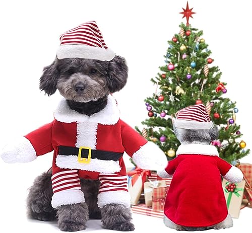 Irayin Weihnachten Haustier Kleidung, Hunde Katze Weihnachts Kostüm, Elch Rentier Hund Katze Kostüm, Welpe Katze Weihnachten Kapuzenmantel, für Kleine Hunde Welpen Schnauzer Teddy Pudel Chihuahua(L) von Irayin