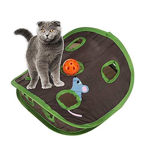 Irfora Verstecken und suchen Maus Katzenspielzeug 9 Löcher Interaktives Haustier Katze Teaser Training mit Bell Ball Folding Creative von Irfora