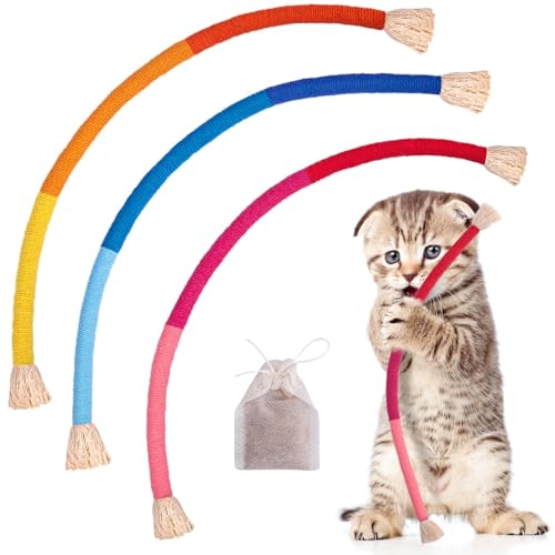 Irikdescia 3 Stück Katzenminze-Spielzeug für Katzen, Langes, Nachfüllbares Retro-Katzenminze-Seilspielzeug, Interaktives Katzenspielzeug für Hauskatzen (Farbverlauf) von Irikdescia