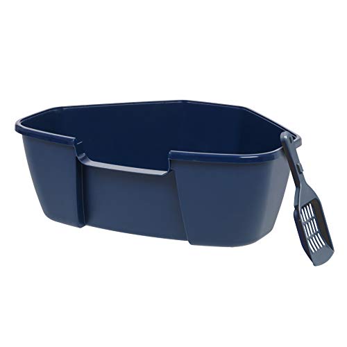 IRIS Large Corner Litter Box with Scoop, Navy von Iris Ohyama