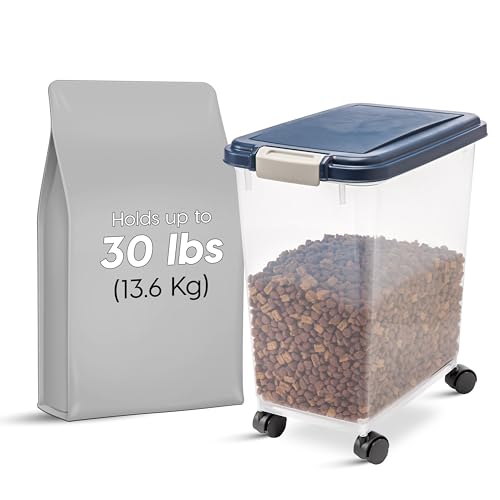 Iris USA luftdichter Behälter für Hunde, Katzen, Vögel und andere Haustierfutter-Aufbewahrungsbehälter, 33 QT, 11,3 kg, Marineblau von Iris Ohyama