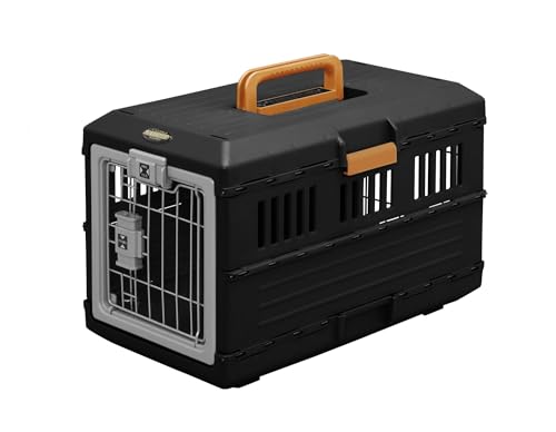 Iris Ohyama, Kiste, Käfig, Transportbox für Hund, Katze, 2 Türen, L55 x T31.5 x H36.4 cm, FC-550, Schwarz von Iris Ohyama