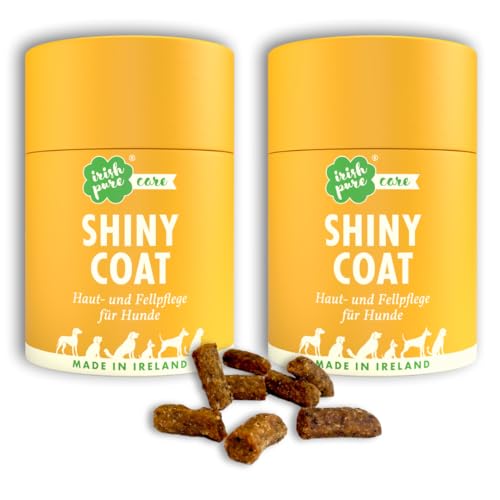 Irish Pure Shiny Coat Fell-Snacks für Hunde | 200 Stück / 2 x 300g | fellpflege Hund | glänzendes Fell | Hautgesundheit | Leinsamen als Fellglanz-Booster | Omega-3-Fettsäuren |Vitamin E, Biotin & Zink von Irish Pure