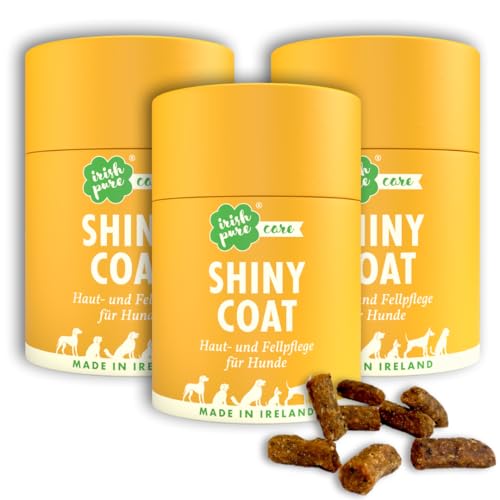 Irish Pure Shiny Coat Fell-Snacks für Hunde | 300 Stück / 3 x 300g | fellpflege Hund | glänzendes Fell | Hautgesundheit | Leinsamen als Fellglanz-Booster | Omega-3-Fettsäuren |Vitamin E, Biotin & Zink von Irish Pure