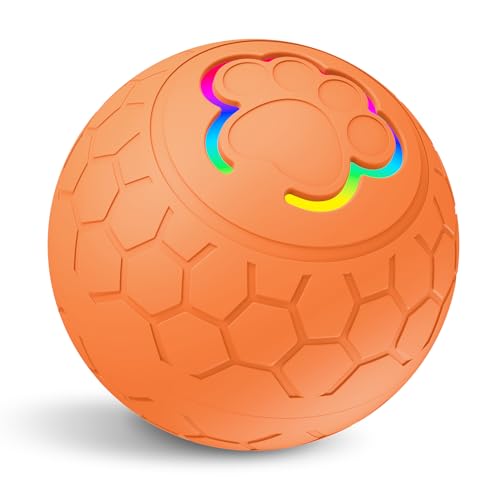 Irishom Ball Spielzeug für Haustiere, Radarauslöser mit doppeltem Modus, langlebig und sicher, wasserdicht IP54, Ladeanschluss Typ C, Lieblingsfarbe für Katzen und Hunde, Orange von Irishom