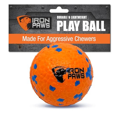 Iron Paws Unzerstörbarer Hundeball, Orange – robustes Hundespielzeug für aggressive Kauer, ideal für drinnen und draußen, weiches Hundespielzeug zum Apportieren von Iron Paws