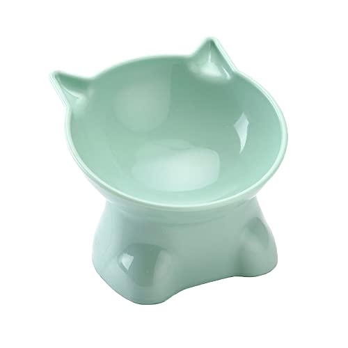 Anti-Tipping Pet Bowl, Dog Cat Feeding Bowl, Raised Puppy Cat Feeder with Stand Tilted, Elevated Kittens Food Water Dishes with Ergonomic 15° Tilted (Green) von Irrun