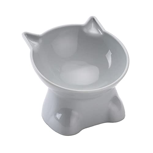 Anti-Tipping Pet Bowl, Dog Cat Feeding Bowl, Raised Puppy Cat Feeder with Stand Tilted, Elevated Kittens Food Water Dishes with Ergonomic 15° Tilted (Grey) von Irrun