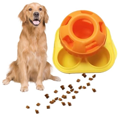 Irrun Schleckball Für Hunde, Leckerli Ball Hund, Schnüffelball Für Hunde, Hundespielzeug Ball Langlebiges, Dog Frozen Food Ball Dog Lick Ball, Interaktives Befüllbares Hundespielzeug (Orange) von Irrun