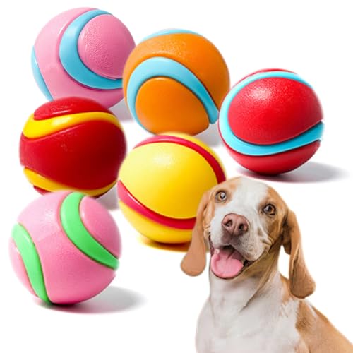 Irunfast Quietschende Hundebälle, Zahnreinigung, Gummi-Hundebälle, Spielzeug, unzerstörbarer Hundeball, interaktives Hundespielzeug, Bälle für Hunde, 6 Stück von Irunfast