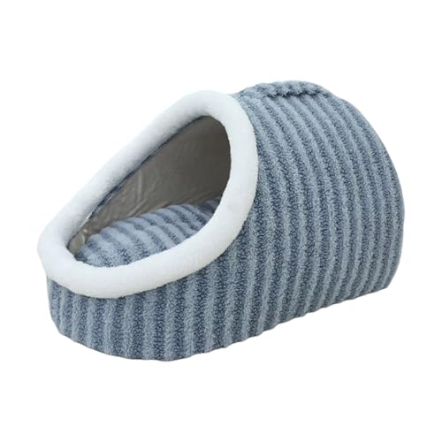 Katzenhöhle Katzenbett mit abnehmbarem Kissen, faltbar Katzenhaus für Katzen Kätzchen Welpen kleine, mittelgroße Haustier, weiches und warmes Katzenschlafplatz (Blau, L - Less Than 12KG) von IsMoon