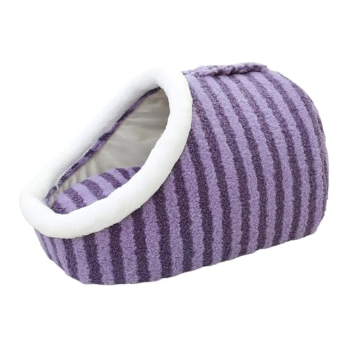 Katzenhöhle Katzenbett mit abnehmbarem Kissen, faltbar Katzenhaus für Katzen Kätzchen Welpen kleine, mittelgroße Haustier, weiches und warmes Katzenschlafplatz (Lila, M - Less Than 7KG) von IsMoon