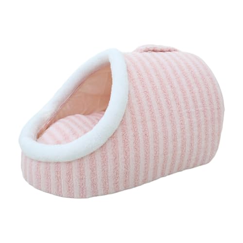 Katzenhöhle Katzenbett mit abnehmbarem Kissen, faltbar Katzenhaus für Katzen Kätzchen Welpen kleine, mittelgroße Haustier, weiches und warmes Katzenschlafplatz (Rosa, L - Less Than 12KG) von IsMoon