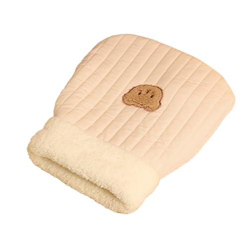 Kuschelsack Katze Schlafsack Katzenschlafsack Haustier Bett Katze Warm Gemütlich Bedeckt Selbsterwärmenden Katzenbett Halb Überdachte Höhle für Katzen Kätzchen und Welpen (Beige, L) von IsMoon