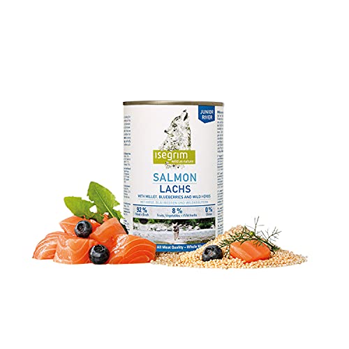 ISEGRIM Dose Hund Junior Lachs + Hirse, Beeren und Wildkräuter, 400 g, Hund von Isegrim