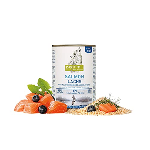 ISEGRIM Dose ausgewachsener Hund Lachs + Hirse, Beeren und Wildkräuter, 800 g, Hund von Isegrim