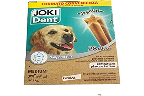 Joki Dent Daily Oral Care für Hunde, Medium, 12-15 kg, Rezept ohne tierisches Eiweiß gegen Plaque und Zahnstein, Packung mit 840 g (enthält 28 Sticks) von Italy