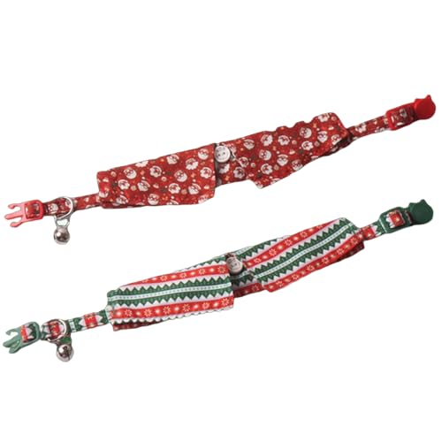 Itkcozcg 2 x Weihnachts-Katzenhalsband, regulierbares Hundehalsband, bequemes Katzenhalsband, Haustierzubehör von Itkcozcg