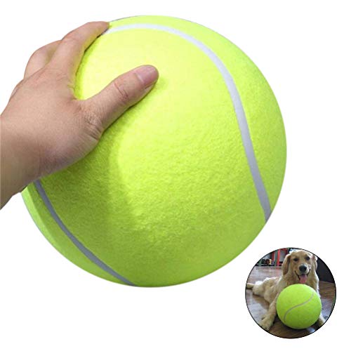 Itonash Riesiges 24-cm-Tennisball-Kauspielzeug für Haustiere, Dickes Gummi, Sicher und Ungiftig, Tolles Übungsspielzeug für Große Haustiere, Outdoor und Sport, mit Signatur oder (Gelb) von Itonash