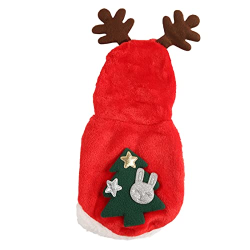 Itonash Weihnachts-Haustier-Kleidung, Haustier-Weihnachtskleidung, Weich, Warm, Druckknöpfe, Kapuze, Hundekostüm, Mantel für Katzen, Welpen, Kaninchen (S) von Itonash