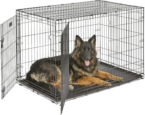 IvoQ Hundekäfig L - 90x60x67 cm - Doppeltüren - Faltbar - Langlebig - Schwarz von IvoQ