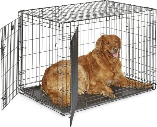 IvoQ Hundekäfig XXL - 122x75,5x84 cm - Schwarz - Faltbar und Langlebig - Doppeltüren von IvoQ