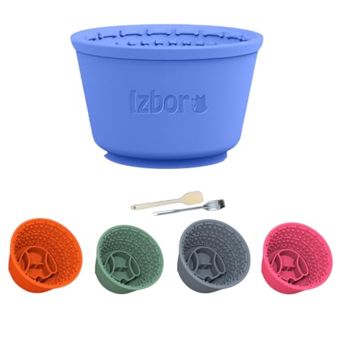 IZBOR Simple Minimalistic Dog Bowl Slow Feeder Bowl Slow Water Feeder Dog Bowl with Suction Cup (Blue) von Izbor