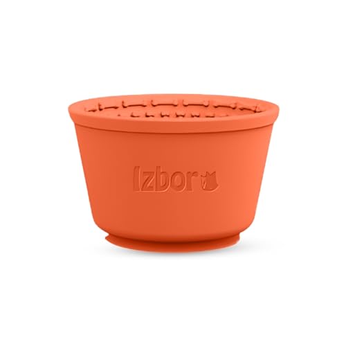 IZBOR Simple Minimalistic Dog Bowl Slow Feeder Bowl Slow Water Feeder Dog Bowl with Suction Cup (Orange) von Izbor