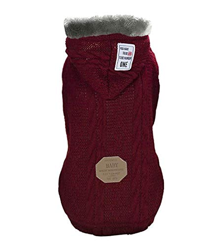 Hundepullover Hund Hoodie Rdc Haustier Kleidung Hund Wollpullover mit Kappe Winter Warm Rollkragenpullover Fleecemantel für Kleine Hunde Mittlere Hunde Katze (XXL, Rot) von Izefia