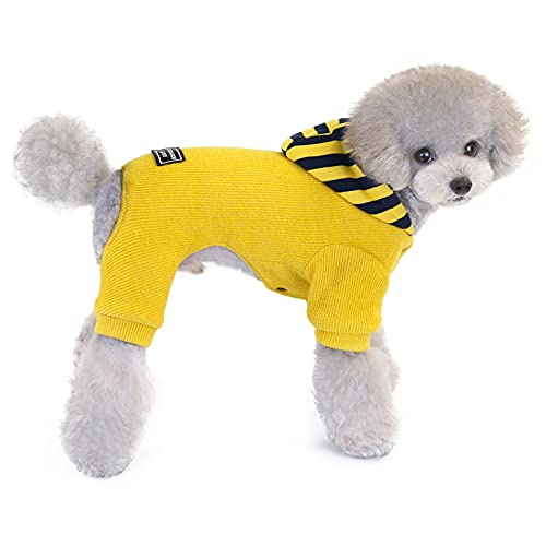 Hundepullover Hundekleidung Fleece Hund Wollpullover Winter Warmes Sweatshirt 4 Beine Overall Einfacher Hoodie Fleecepullover für Kleine Hundekatze von Izefia