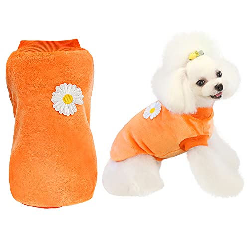 Hundepullover Hundekleidung Fleece Hund Wollpullover Winter Warmes Sweatshirt Blume Pyjama Fleecepullover für Kleine Hunde Mittlerer Hund Katze von Izefia