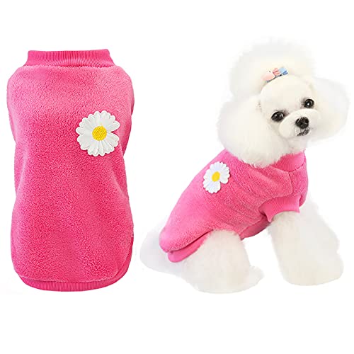 Hundepullover Hundekleidung Fleece Hund Wollpullover Winter Warmes Sweatshirt Blume Pyjama Fleecepullover für Kleine Hunde Mittlerer Hund Katze von Izefia